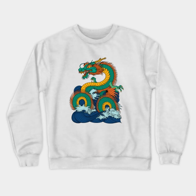 Japanese sea god Ryujin Crewneck Sweatshirt by Modern Medieval Design